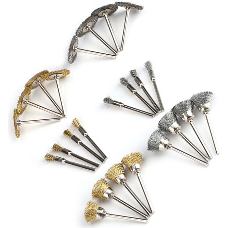 Lot de 24 brosses de polissage en acier inoxydable/laiton pour meuleuse, perceuse et outil rotatif (1/5)