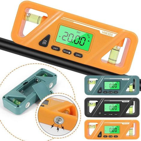 Inclinometro per la misurazione dell'angolo, misurazione assoluta e relativa - Conversione angolo e inclinazione - Inclinometro versatile - Display LCD retroilluminato (1/5)
