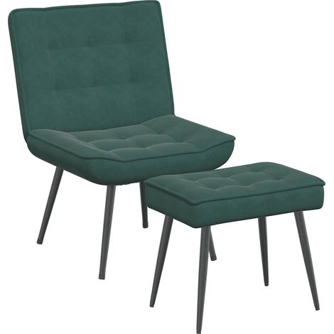 vidaXL Poltrona Relax con Poggiapiedi Verde Scuro in Velluto (1/5)
