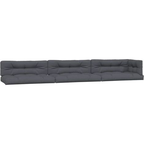 Un ensemble de 7 coussins pour plateau, en tissu gris anthracite. (1/5)