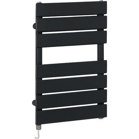 Milano Lustro Electric Black Flat Panel Heated Towel Rail Radiator with Simple Heating Element - 600mm x 400mm (1/5)