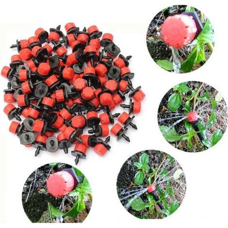 100 têtes d'arrosage réglables, kit de système d'irrigation goutte à goutte, buses de pulvérisation d'irrigation goutte à goutte (1/5)
