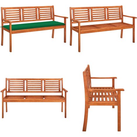 3-Sitzer-Gartenbank mit Auflage 150 cm Massivholz Eukalyptus - Gartenbank - Holzbank - Eukalyptusbank - Outdoor Möbel - Gartenmöbeln - Home & Living