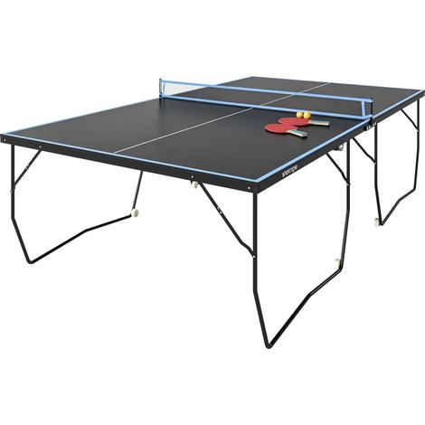 Tischtennisplatte, klappbar, 8 Räder, pulverbeschichteter Stahlrahmen, MDF, 274 x 152,5 x 76 cm, Schwarz (1/5)