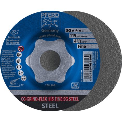 PFERD TOOLS CC-GRIND FLEX Schleifscheibe 115x22,23 mm FINE Leistungslinie SG STEEL für Stahl 10 Stk (1/4)