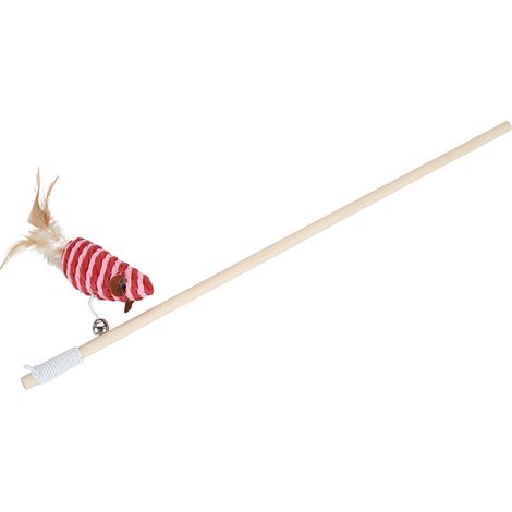 Baguette en bois pour chat avec plume et clochette, jouet interactif pour souris (1/5)
