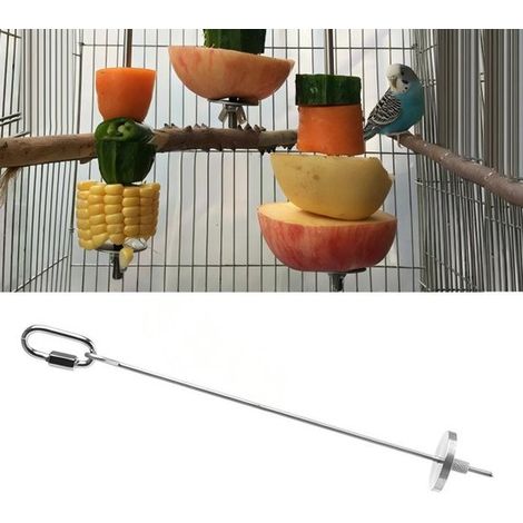 1 fourchette à fruits en acier inoxydable pour perroquet, mangeoire et support à fruits, accessoire d’alimentation pour oiseaux (1/5)