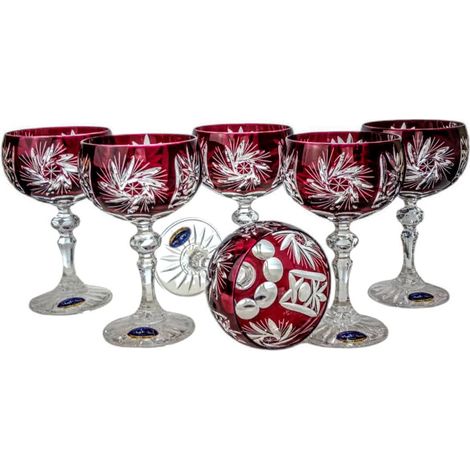 Verres à champagne en cristal rubis 150 ml, moulin à olives (1/5)