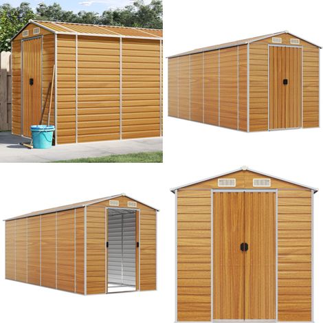 Gerätehaus Hellbraun 191x470x198 cm Verzinkter Stahl - Geräteschuppen - Gartenhaus - Werkzeuglager - Outdoor-Lagerraum - Stauraum - Home & Living (1/5)