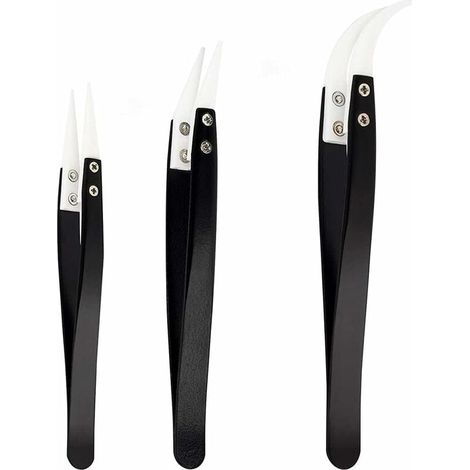 Set of 3 heat-resistant soldering pliers with ceramic tips (1600 °C) for repairing electronic devices, jewelry, computer equipment and for laboratory soldering work (1/5)