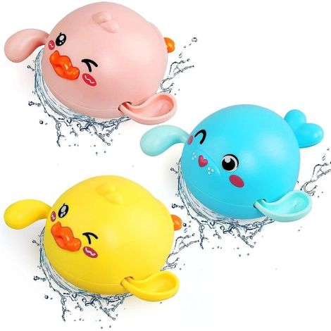 Jouets de bain flottants à remonter pour enfants de 1 à 3 ans - Lot de 3, canard et créatures marines - Jeu de piscine et de douche pour garçons et filles (1/5)