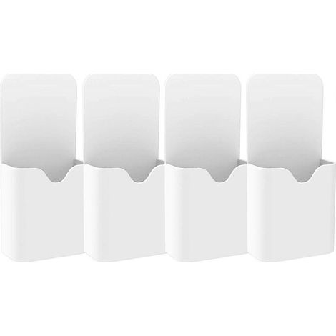 Boîte de rangement magnétique, [4 pièces] Porte-stylo magnétique, boîte de rangement pour marqueurs, gommes, réfrigérateur, bureau, casier et autres surfaces magnétiques - Blanc