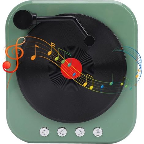 Plattenspieler mit Lautsprecher Retro-HiFi-Stereo-Bluetooth-Lautsprecher mit 3 Wiedergabemodi tragbarer kabelloser Plattenspieler für Zuhause und (1/5)