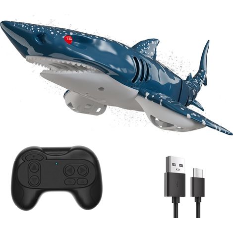 Remote Control Shark for Kids, 2.4GHz RC Shark Toy  Realistic Tail Movements and Light Games, Water Toy for Bathtub and Pool,Kid-friendly Gifts (1/5)