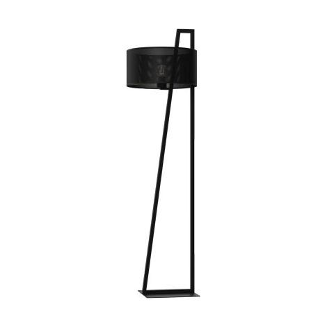 Lampada da terra loft nera con paralume rete E27 Luminex