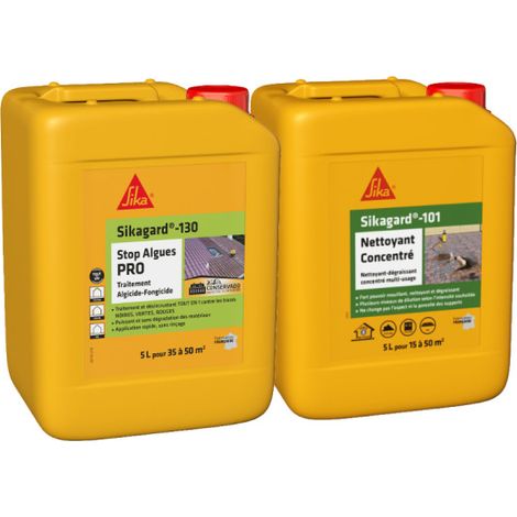 SIKA Confezione per la pulizia delle facciate - Sikagard-130 Stop Algae Pro 5L - Sikagard-101 Detergente concentrato 5L