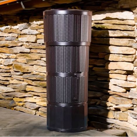 150L Rattan Wicker Effect Water Butt Kit Oak Brown (1/2)