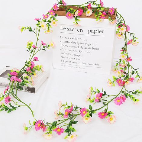 210cm Guirlande Fleur Artificielles, Fausse Fleur Decoration Marguerite Tournesol Artificielles Suspendues, Guirlande Fleurs Artificielle pour Extérieur Intérieur Mariage Mur Maison Jardin (1/5)