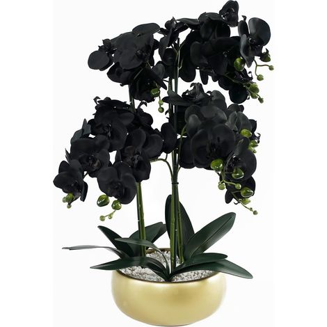 60cm Orchid Artificial Black Gold Ceramic Planter Premium (1/5)