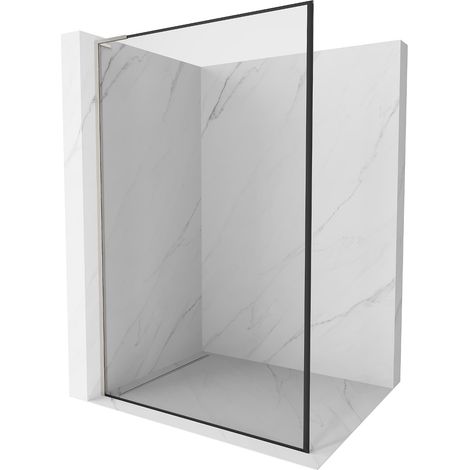Mexen Kioto L Duschwand Walk-in 80 x 200 cm, schwarzes Muster, gebürstetes Nickel - 800-080-103-97-7