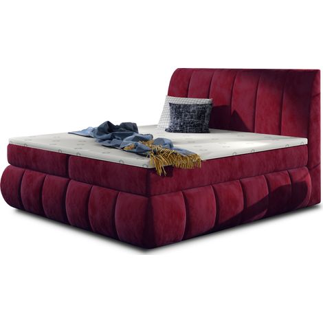 Lit continental tissu doux bordeaux Florencia-140x200 (1/5)