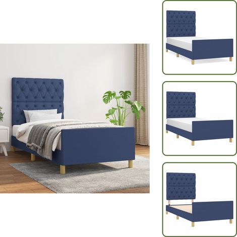 Letto con testiera regolabile - vidaXL Giroletto senza Materasso Blu 80x200 cm in Tessuto - Letto con gambe di supporto