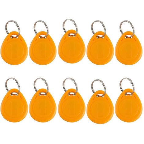 100 porte-clés RFID 125 kHz TK4100 EM4100 étiquettes de contrôle d'accès, ABS jaune, durable, en vrac. (1/5)
