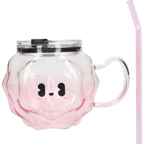 Tasse À Lait - 500 ml - Design Dessin Animé - Paille En Verre Et Poignée - Pour Maison Bureau École (1/5)