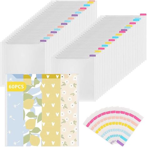 60-teiliges Aufbewahrungsset für Scrapbook-Papier mit 120 selbstklebenden Registerkarten
