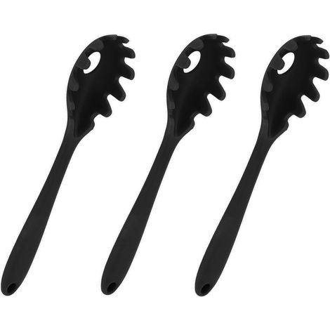 3-teiliges Set Silikon-Spaghettilöffel, All-in-One, lebensmittelecht, hitzebeständig, aus Silikon, Küchenutensilien, schwarz (1/5)