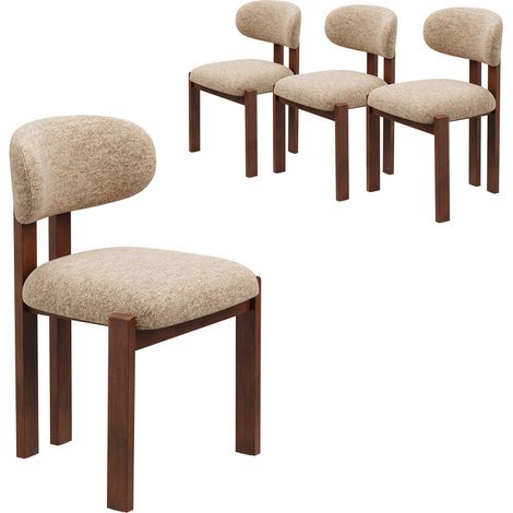COLAMY Lot de 4 Chaises de Salle à Manger en Tissu Chenille Marron, Design Scandinave, Dossier Ergonomique 102°,Pieds en Bois Massif (1/5)