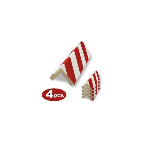 Lot de 4 protections d'angle autocollantes anticollision en éponge pour voiture, 40 cm, rouge et blanc, pour éviter les collisions et les rayures