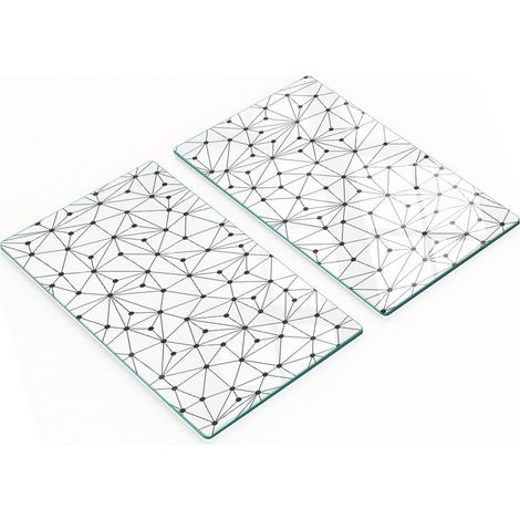 Tablas de cortar decorativas de vidrio para cocina, dise帽o de l铆neas y c铆rculos, 2 x 30 x 52 cm.