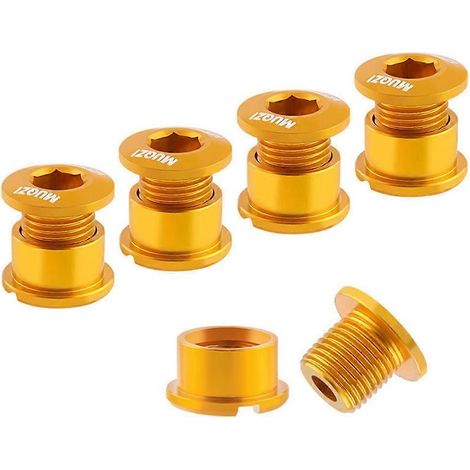 MUQZI Kit de 5 vis de plateau 6,5 mm pour vélos de route et VTT, couleur or (1/5)