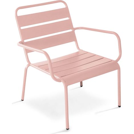 Fauteuil de jardin bas relax acier rose poudré - Palavas