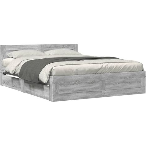 Maison Exclusive - Bettgestell mit Kopfteil Grau Sonoma 160x200 c