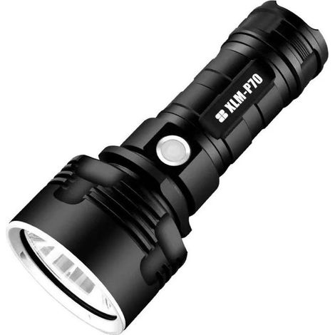 Lampe Torche LED P70 Ultra Lumineuse 30000-100000 Lumens, Étanche, 25W Haute Puissance, 3 Modes, XLM-P70 (Sans Pile) (1/5)