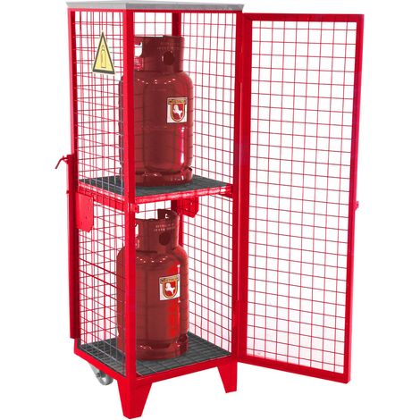 Bauer Gasflaschen-Depot GFD-R 2, Feuerrot, 2 Türen, Drahtgitter für 2x 11 kg-Gasflaschen
