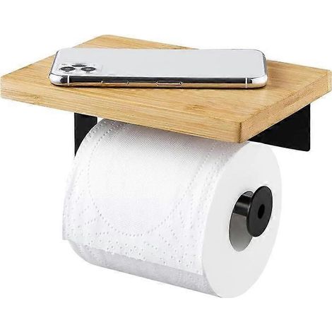 Porte-papier toilette mural noir en acier inoxydable KES avec étagère, BPH220BA-BK (1/5)