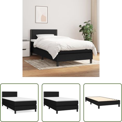 vidaXL Tête de lit réglable - Sommier à lattes de lit avec matelas Noir 100x200 cm Tissu (1/5)