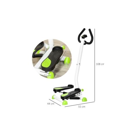 Stepper oscillant de fitness vert en acier et ABS avec écran LCD et poignées, jusqu'à 100 kg, pour la maison et la salle de sport (1/5)