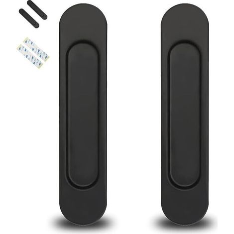Poignée De Porte Coulissante 2pcs 14,8 CM, Poignée Poignee De Baie Vitree Coulissante Auto-Adhésive, Interieur Extérieure Noire, Convient Pour Armoires, Fenêtres,Portes Coulissantes (1/5)