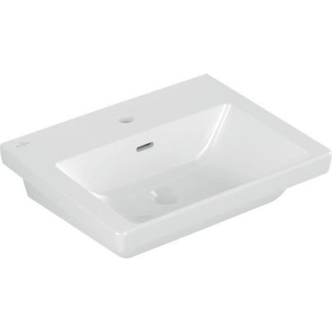 Lavabo del baño V&B Subway 3.0 550x440 mm Fregadero con desbordamiento con agujero para grifos blancos (1/4)