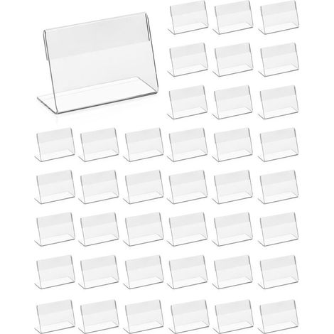 40Pcs Porte Étiquette en Acrylique Transparent, Porte-Cartes Nominatives Porte Étiquette Prix pour Bureau École Supermarché (6 x 4 cm)