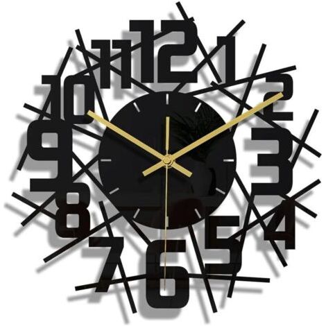 FENOPLASTICALuming Horloge Murale à Cadre Rond Noir DIY Silencieuse Design Moderne Pendules murales Convient pour la Décoration d'art de Bureau de Salon de Chambre à Coucher (1/4)