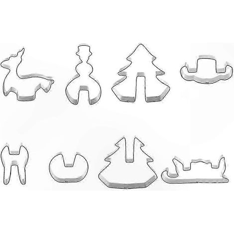 3D-Weihnachtskuchenform in Form eines Schneemanns, eines Tannenbaums und eines Rentiers, aus lebensmittelechtem Edelstahl, robust und hübsch, für Kekse und Gebäck, langlebige Form (1/5)