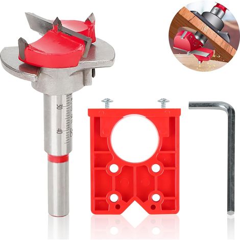 Gabarit de perçage pour charnières de 35 mm (rouge) - Guide de perçage pour trous dissimulés de porte (1/5)
