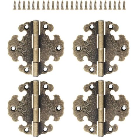 4 pcs Antique Hinges - Decorative Hinge - Mini Retro Hinge - Door Hinge - Vintage Bronze Hinges (1/5)
