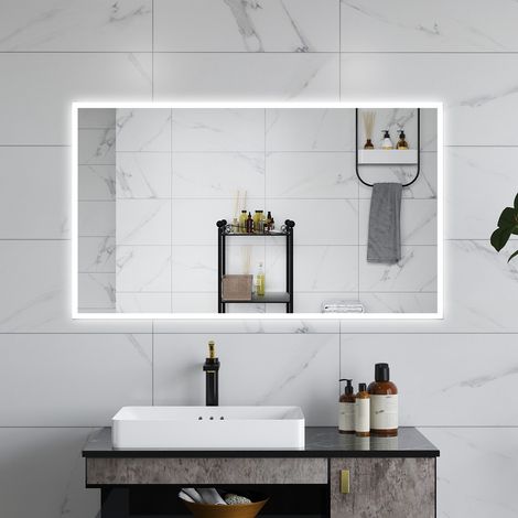 Aica LED SPECCHIO DA BAGNO 120 X 70 CM, LUMINOSITÀ REGOLABILE A 3 COLORI, ANTIAPPANNAMENTO, MEMORIA DI INTERRUZIONE DI CORRENTE (1/5)