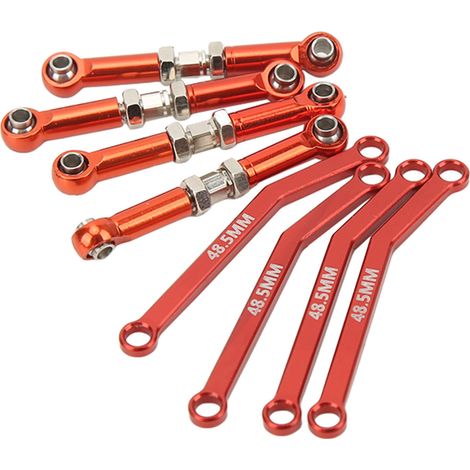 Kit de 8 biellettes de suspension avant à grand dégagement, en alliage d'aluminium et acier résistant à l'usure, pour voiture crawler FMS rouge, échelle 1/24. (1/5)